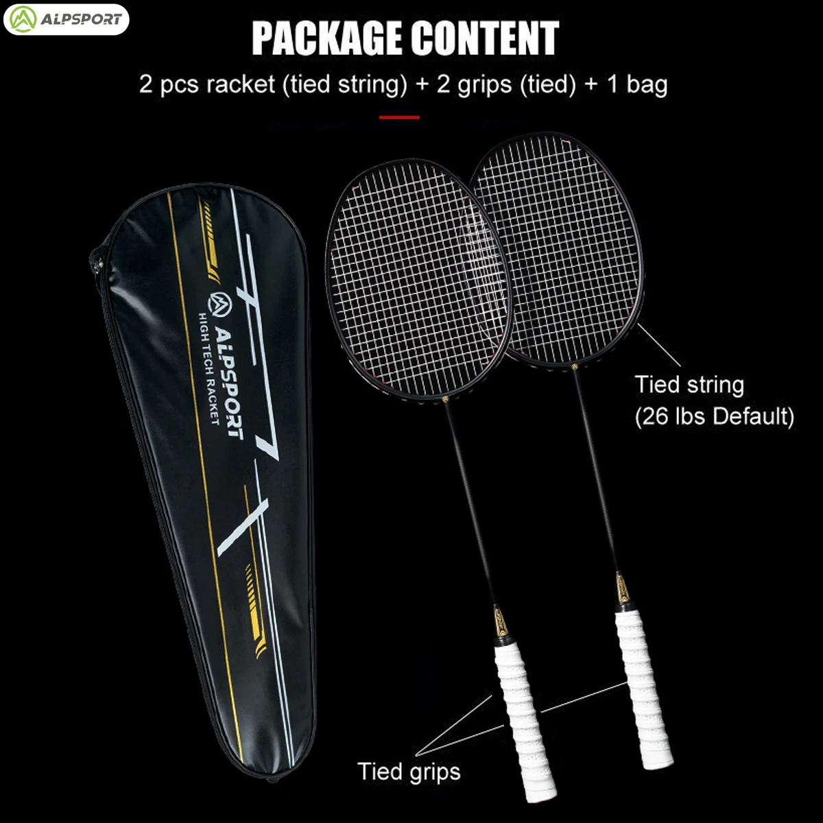 Carbon Fiber Elastic Racquet 2Pcs ALP XHP 6U 72g 30Lbs Strung Offensive And Defensive Pro Badminton Racket With String Bag