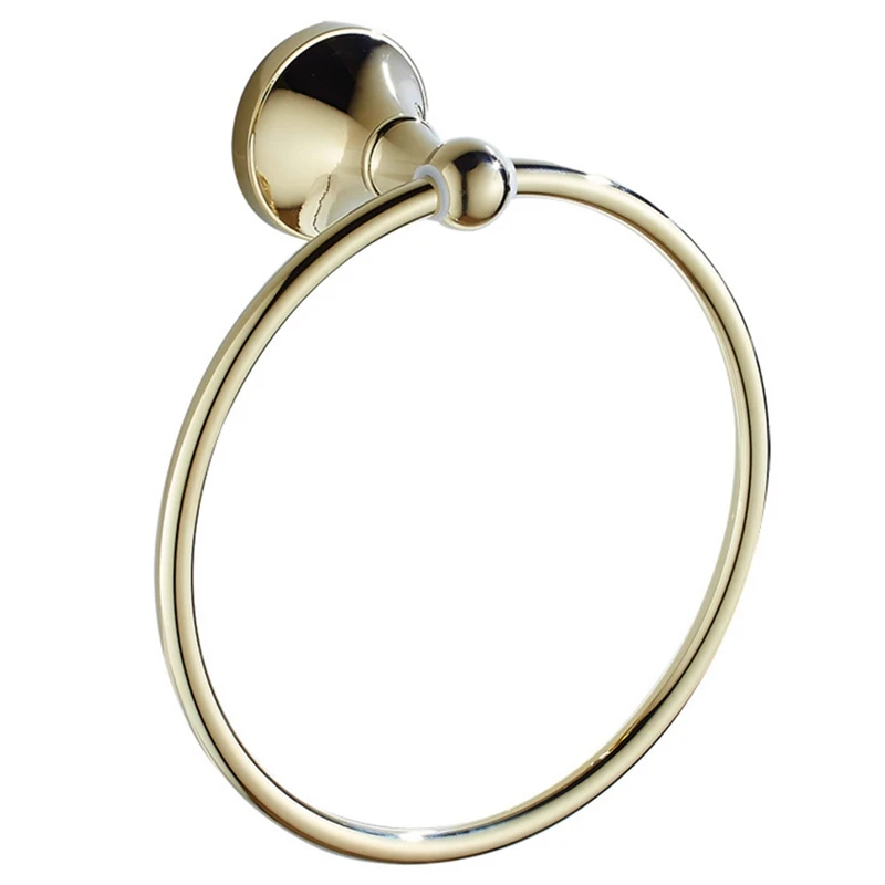 Gold Brass Bathroom Towel Ring Bathroom Hardware Pendant Round Towel