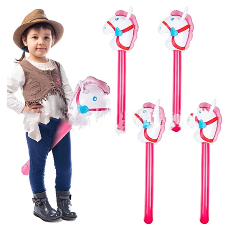 Animal Long Stick Balloon Inflatable Horse Head Stick Ballon Unicorn Baloon Happy Birthday Party Decor Kids Boy Girl Balon