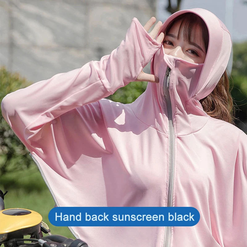 UPF50+ Sun Protection Shirt Summer Ice Silk Anti-UV Hooded Breathable Sunblock Zip Up Lightweight Hoodie sun protection shirt
