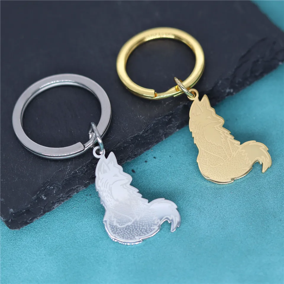 RAIDIN Acciaio Inox Placcato oro argento Volpe Portachiavi Gioielli Regali per le donne Ragazze Auto Borsa Chiavi Accessori (Oro-051