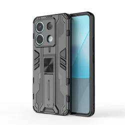 Magnetic Armor Shockproof Stand Protective Case - Redmi Note13 4G (Black)