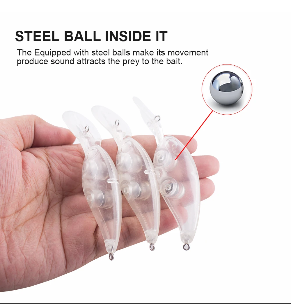 Hanlin stücke 10cm 13g unbemalter Kurbel köder Hartplastik Angel köder Rohlinge schwimmende künstliche Köder Wobbler Forellen Tackle – Detail 5