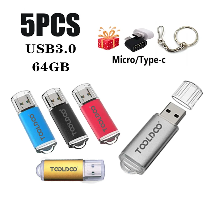 

5PCS High Speed USB 3.0 64GB Flash Drive Memory Stick for Android Micro/PC with Wdapte флешка