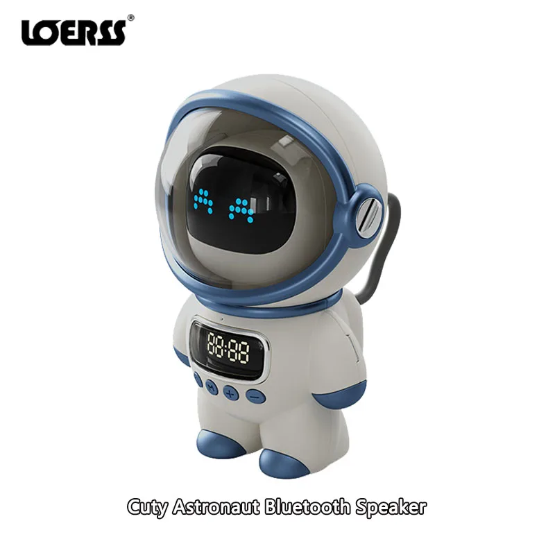 

LOERSS Astronaut Intelligent Bluetooth Speakers Hifi Stereo Sound Effect Soundbar Multifunctional Subwoofer with Time Display