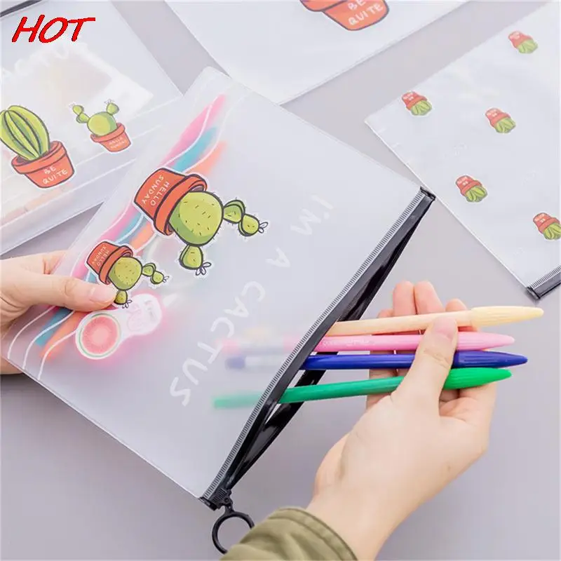 

1PC Transparent Waterproof Cactus Pencil Bags PVC File Folder Document Filing Bag Stationery Bag for Kids Office Supplies