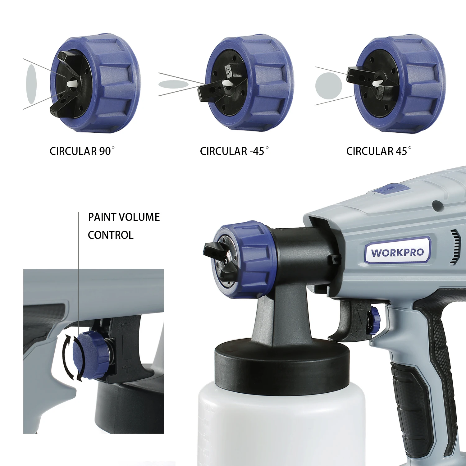 Power Tools Accessories WORKPRO 550W 220V HVLP Paint Spray Gun 800ML Electric Paint Sprayer with 2 Nozzle for Home Use Beginner