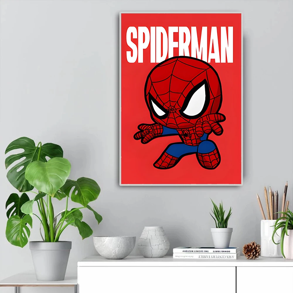 MINISO Marvel Wall Art Posters SpiderMan Iron Man Avengers Superhero Disney Kid Room Decor Cartoon Canvas Painting Picture Print