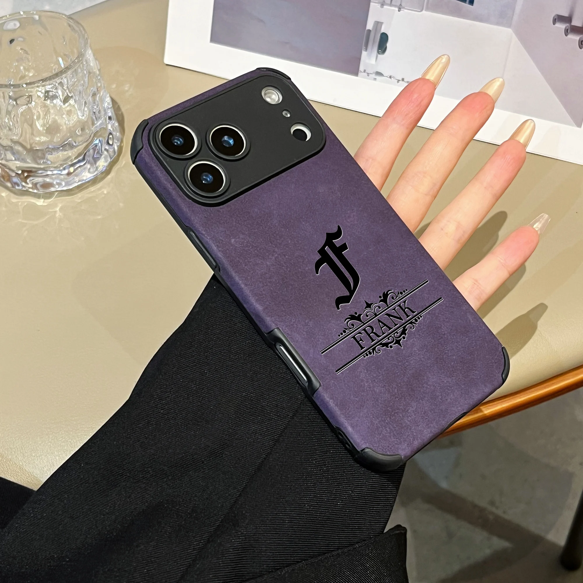 Custom Letters DIY Name Gothic Pattern Artificial Leather Phone Case thumbnail 2