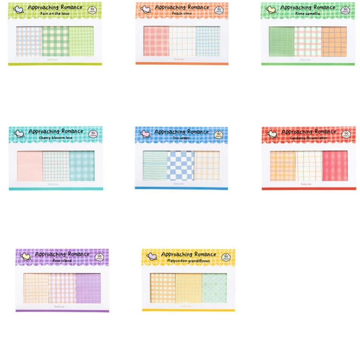 Niedliche karierte Haftnotizen, 90 Blatt, Gittermuster, Notizblock, selbstklebender Notizblock für Journaling, Büro, Schulbedarf, Schreibwaren – Detail 1
