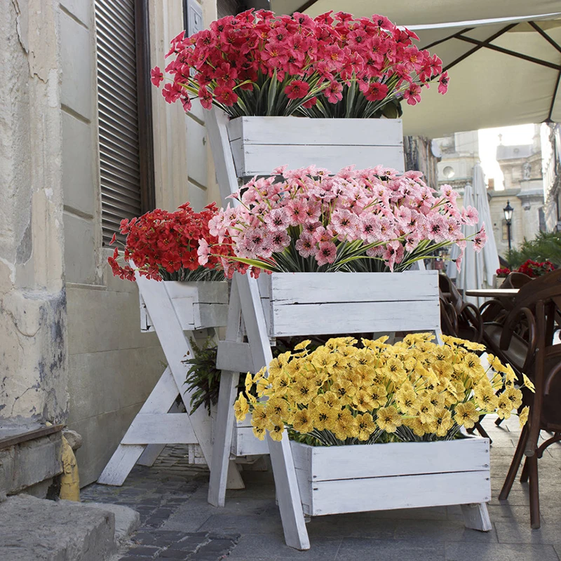 

Plastic Simualtion Flower Home Decor Florist Artificial Plant Flowers Outdoor Garden Porch Wedding Supplies Happy Party