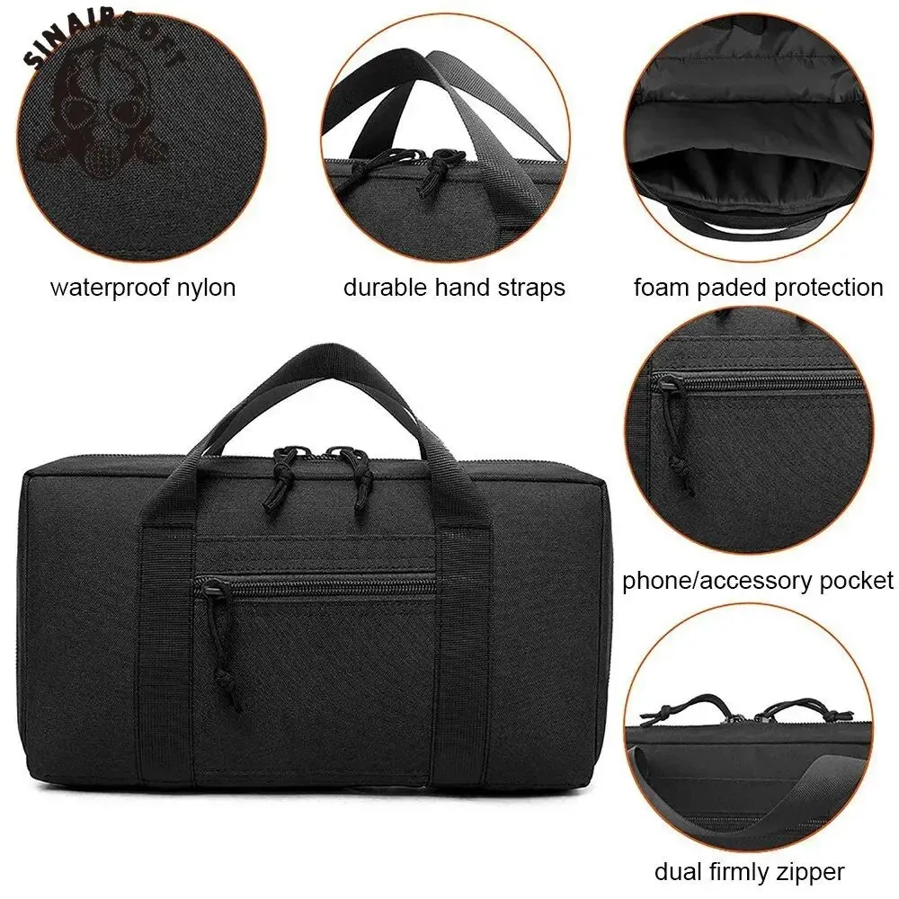Tactical Pistol Range Bag Gun Case for Handgun and Ammo Carry,Portable Soft Pistol Case Handgun Holster EDC Hunting Tool Pouch 6