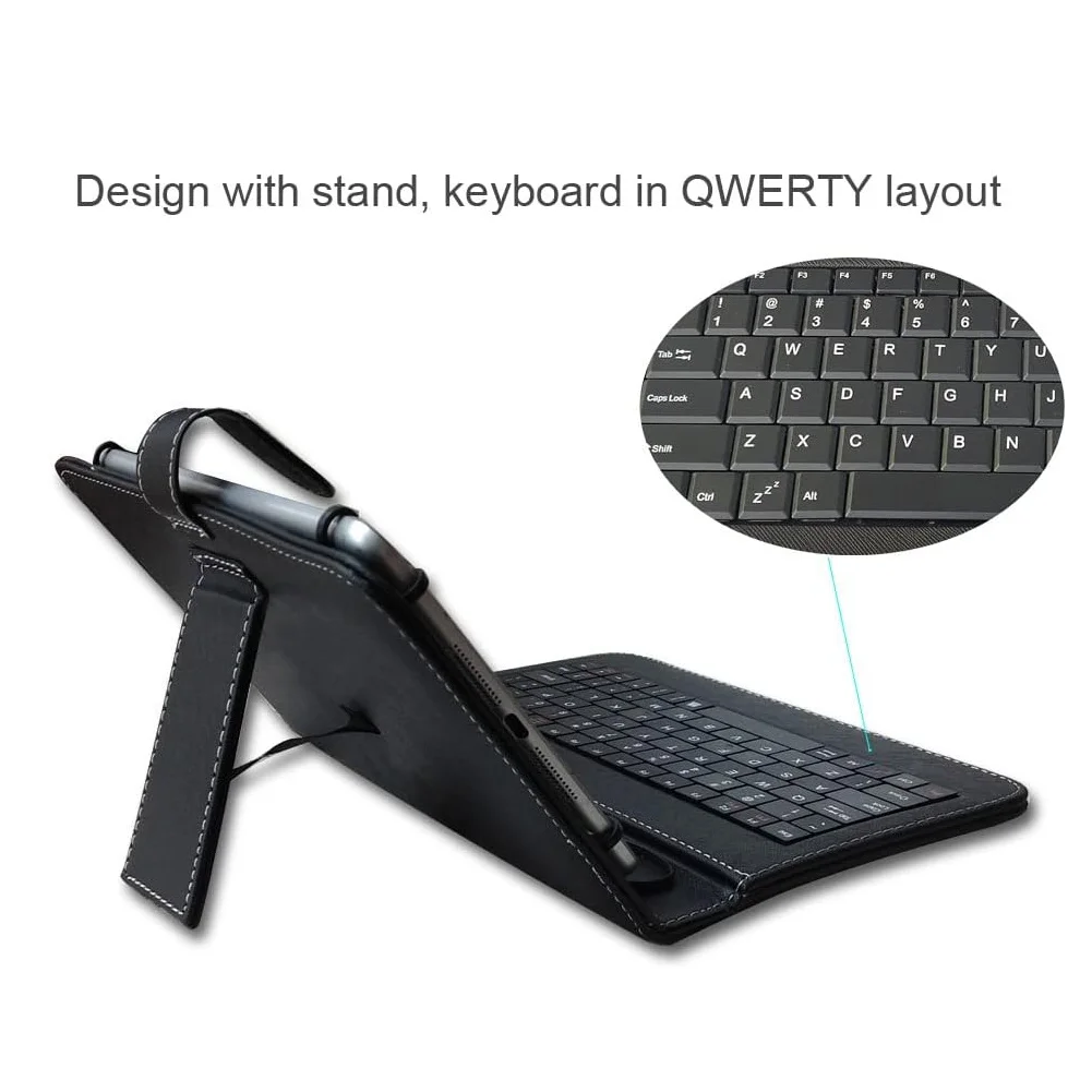 2-in-1 Keyboard With Protective Cover Black, Universal 9in-10.5in Tablet Case With Keyboard For Tablet PC On-the-go Use