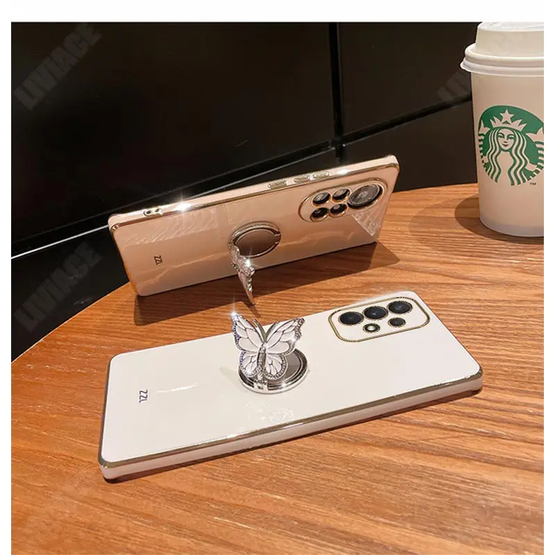 Butterfly Ring Phone Holder Plating Case with Stand Feature