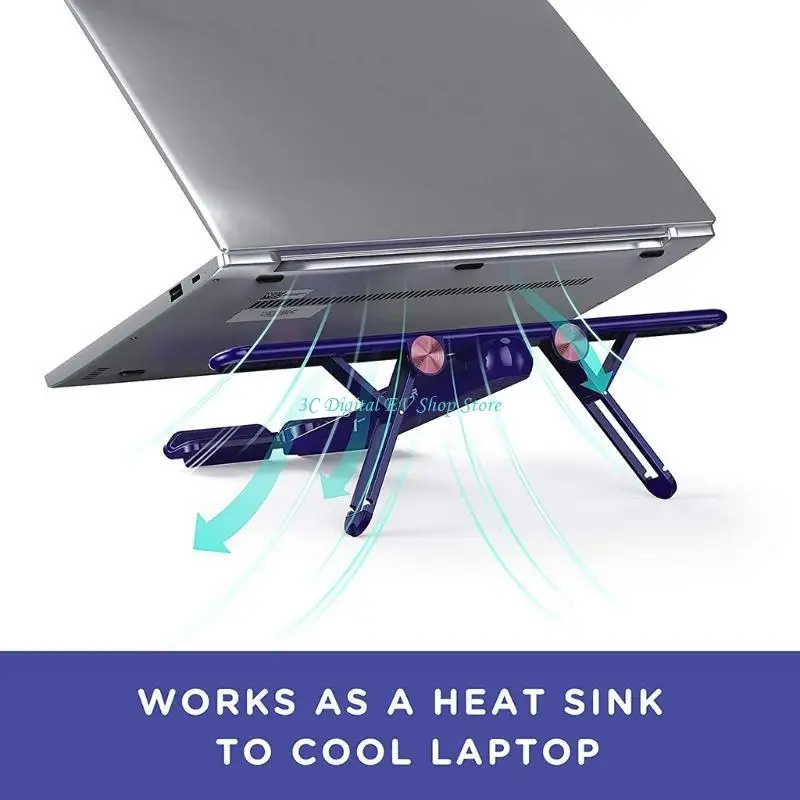 E74D Laptop-Ständer, Stützbasis, faltbar, anhebbar, Notebook-Halter, ABS-Computerständer, tragbar, für kreatives Blau – Detail 7