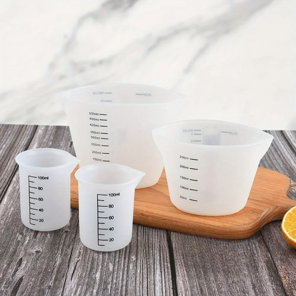 Silicone Measuring Cup with Clear Scale Food Grade Durable Non-stick DIY Cake Measuring Cup Measuring Tools Kitchen Accessories