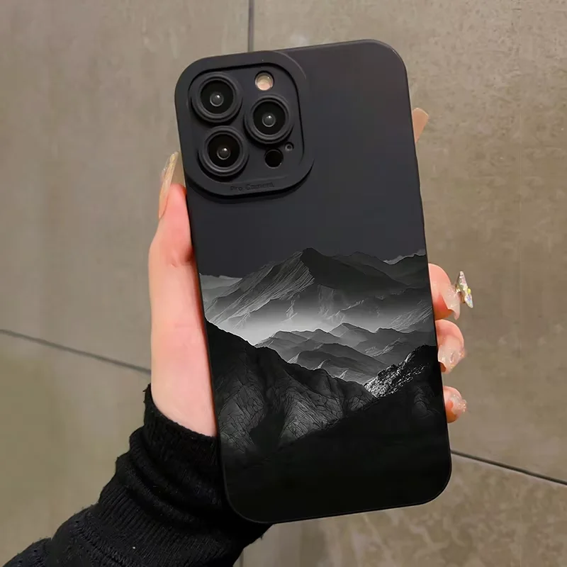 Sleek Black Mountain Phone Case with Innovative Design