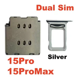 Dual Sim Card Reader Flex Cable with Tray Slot and Nano Connector Holder Adapter (15p 15PM silver)