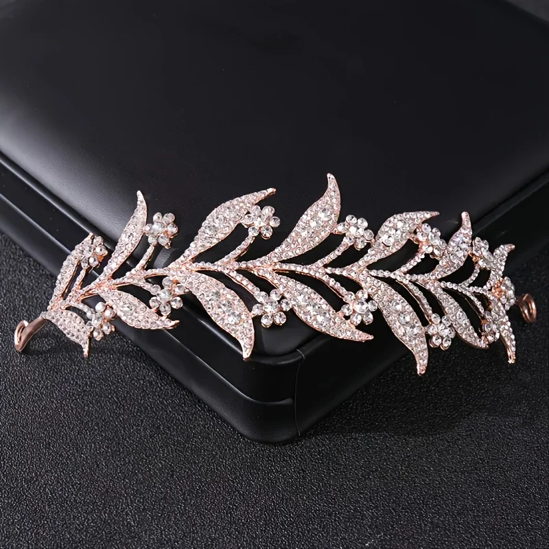 Silver Color Crystal Leaf Vine Bridal Tiaras Crowns Wedding Hair Accessories Rhinestone Pageant Crown Bridal Hair Jewelry