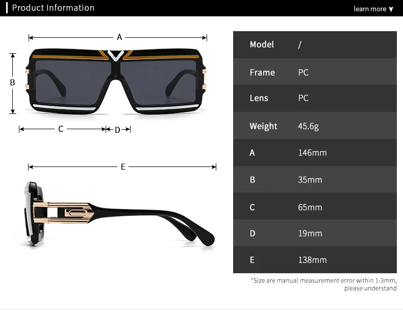 Übergroße quadratische Sonnenbrille, luxuriöse einteilige Sport-Reitbrille im Freien, Sonnenschutz, UV-Schutz, Retro-Sonnenbrille # 302554 – Detail 1