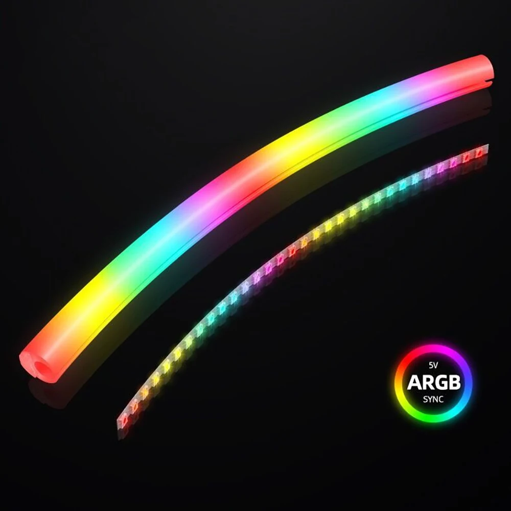 부드러운 튜브 ARGB 조끼 Aura Sync 빛나는 슬리브 실리콘 물 냉각 라디에이터 튜브 5V 3PIN ARGB 4PIN 컴퓨터 케이스 장식