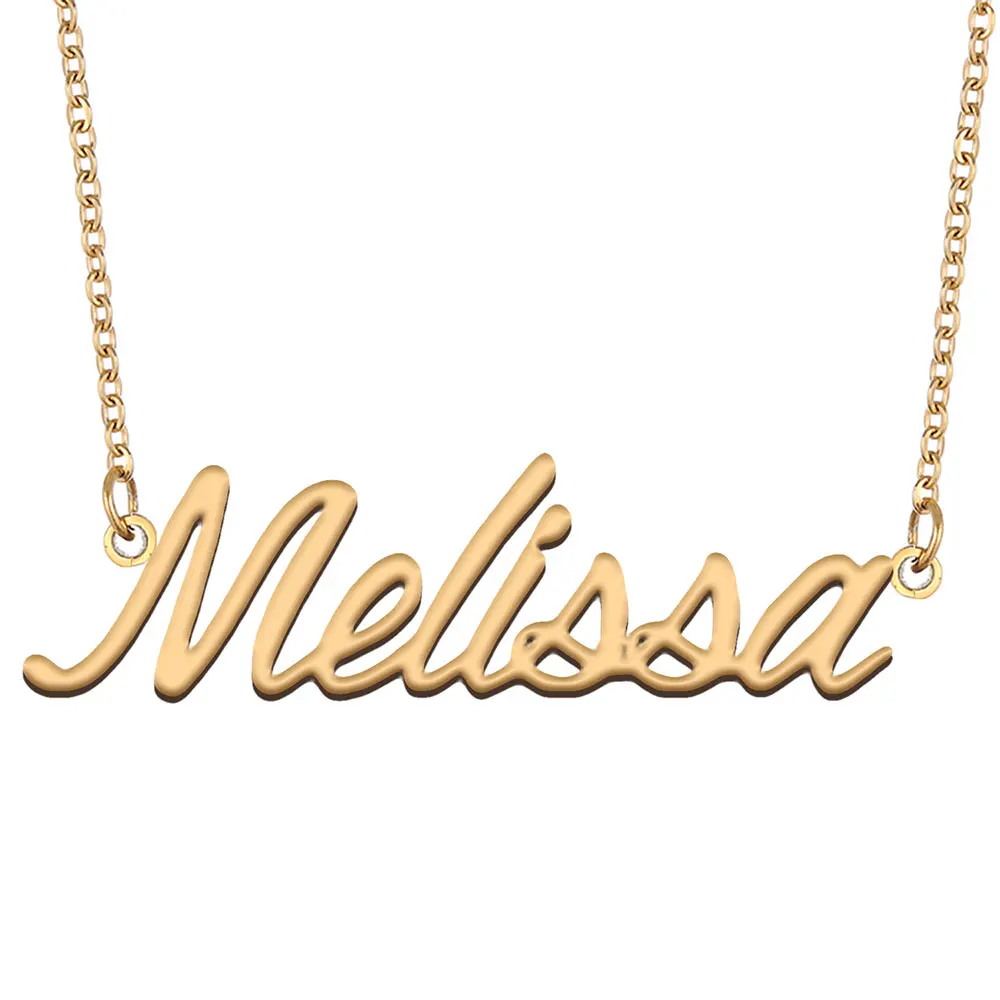 

Nameplate Melissa Name Necklace for Women Girl Statement Gold Plated Color Stainless Steel Fashion Jewelry 2378