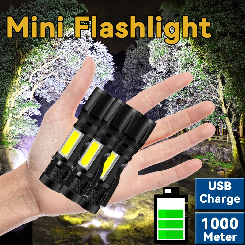 

Светодиодный мини-фонарик T6, портативный фонарик с USB-зарядкой, мощный водонепроницаемый удаленный светильник, для улицы, кемпинга, альпинизма