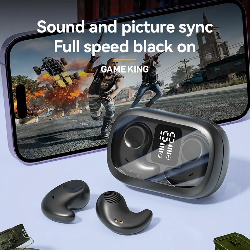 Wireless Earbuds Lightweight 58H Playtime In-Ear LED Battery Display Comfortable Fit Sleep Earbud Compatible With All Cellphone