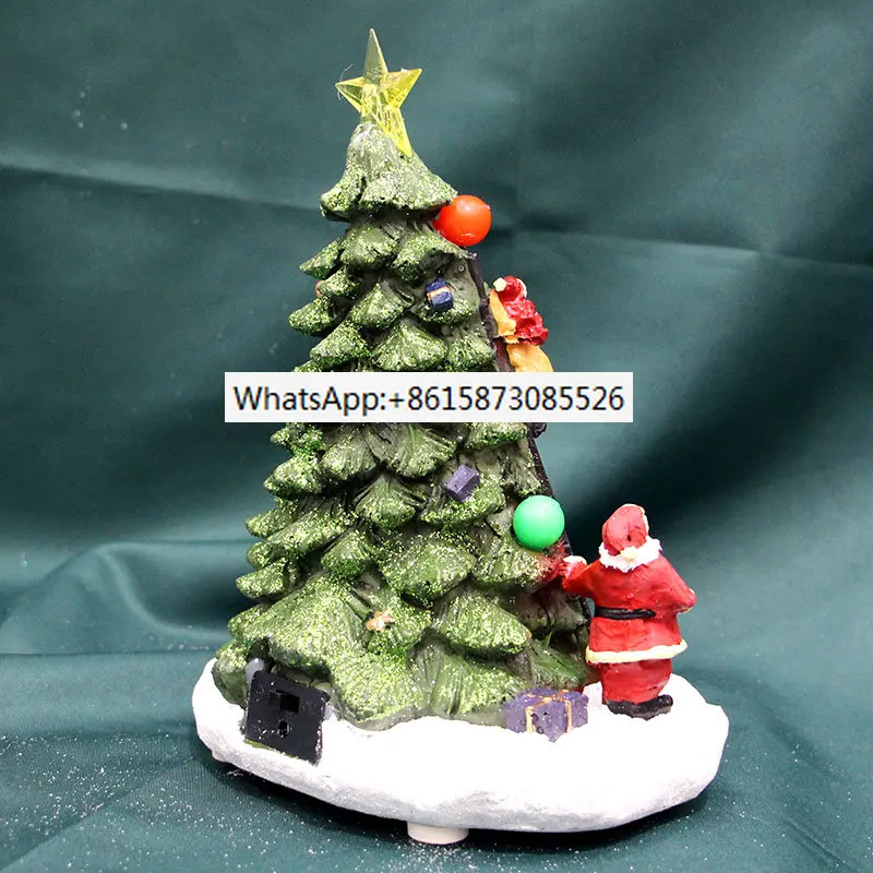 

2023 New Year Gift Funny Christmas Tree Ornaments With Santa Claus Resin Glowing XMAS Decoration For Children Navidad Home Decor