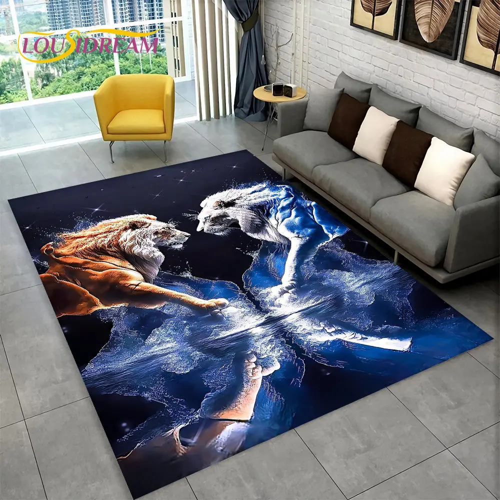 New Dream Lion Animal 3D Area Rug Large,Carpet Rug for Living Room Bedroom Sofa Doormat Decoration,Kid Play Non-slip Floor Mat