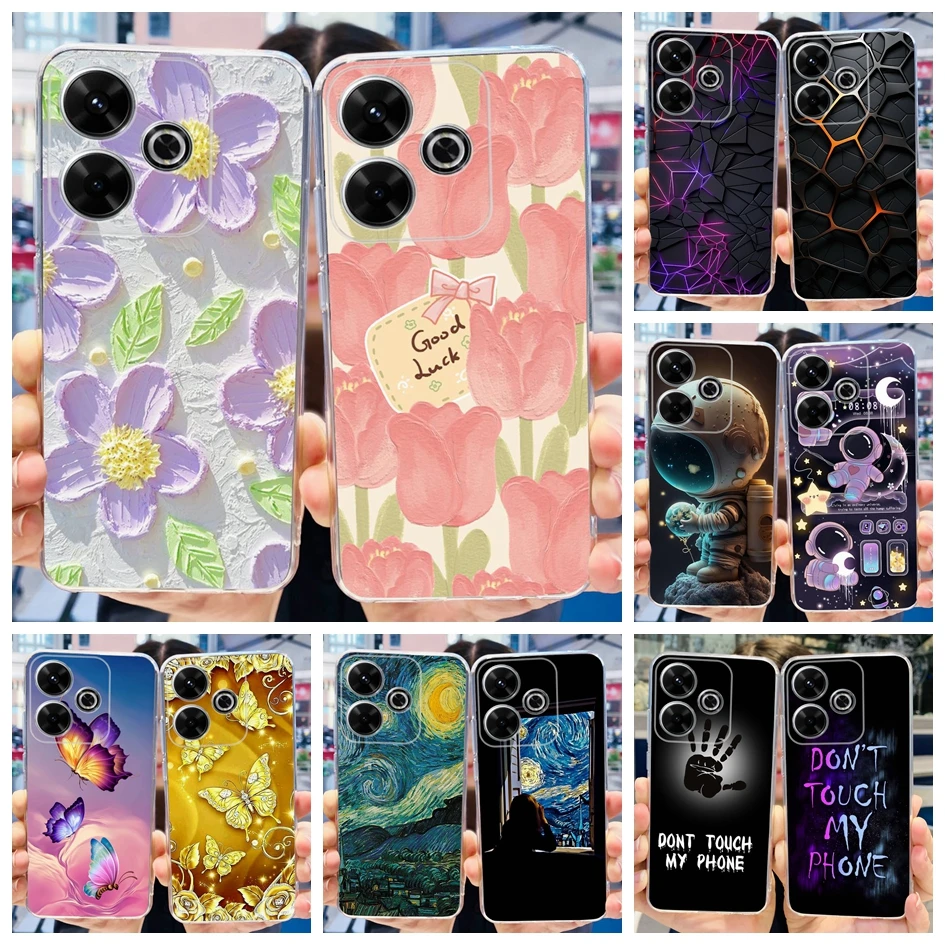 2024 Fashion Tulip Flower & Butterfly Soft Silicone Clear Phone Case