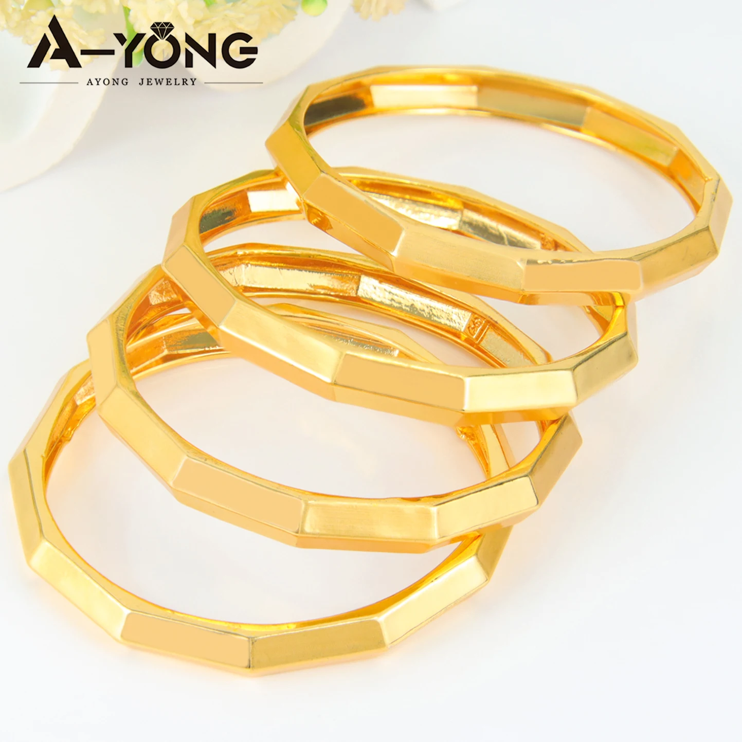 Nigeria Braut Hochzeit Stapelbares Armband 21k vergoldet Arabisch Geometrisch Einfache Armreifen Nahen Osten Frauen Party Schmuck – Detail 7