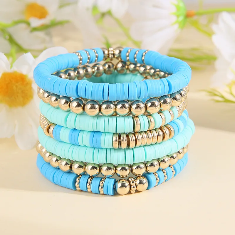 2pcs Bowknot Charm Beads Bracelet For Women Gold Heart Beaded