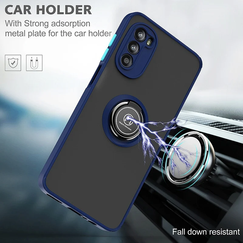 Versatile Silicone Ring Holder Phone Case - Durable Hard PC Cover with Built-In Stand