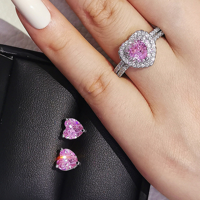 New Arrivals Luxury 2pcs Silver Color Cz Dubai Jewelry Set Ring and Earring for Women Wedding Party Lady Gift Jewelry J5968