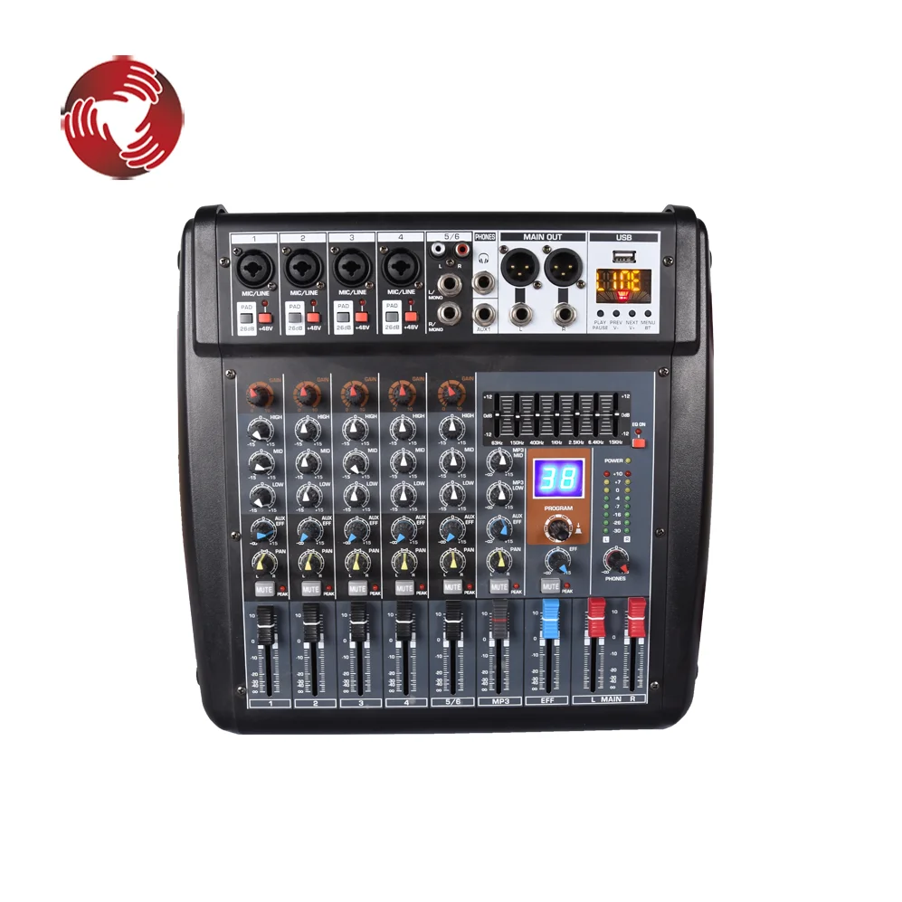 

6-channel 350W*2 audio music mixing console with DSP effects mixer