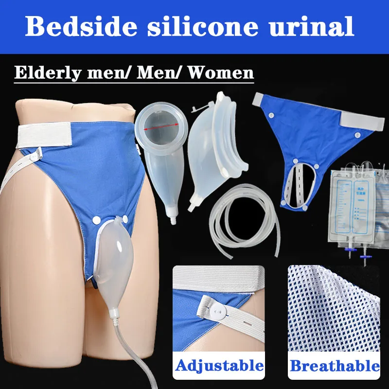 Urine Collection Bag for Men Female Elderly Urinary Incontinence Patients Wearable Bedridden Silicone