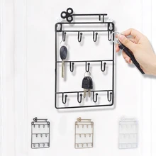 Iron Wall Hanging Key Hook Key Holder Hanging Basket Storage Racks Multifunction Storage Wrought Iron Rack Home Decoration