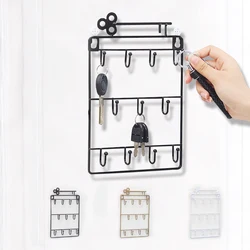 Iron Wall Hanging Key Hook Key Holder Hanging Basket Storage Racks Multifunction Storage Wrought Iron Rack Home Decoration