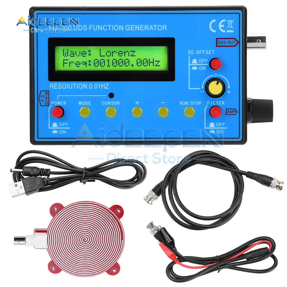 FG-200 Function Signal Generator Sine+Square+Triangle+Sawtooth Waveform Output 0.01Hz-500KHz Signal Generator Adjustable Module 2