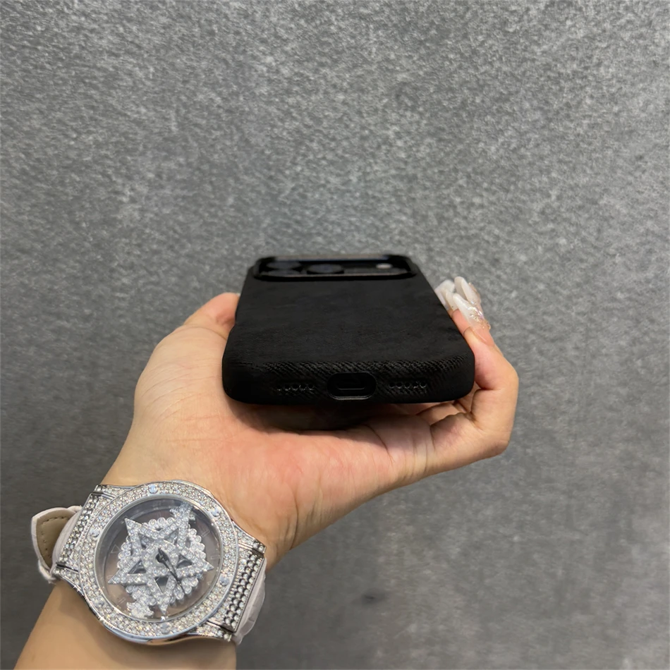 Magnetic Orange Flannel Fabric Case with Alloy Lens Cover