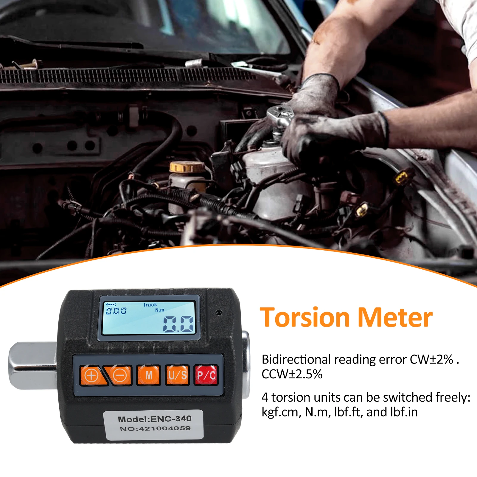 10 340Nm Digital Torque Meter Wrench Torque Tester 1/2'' Drive Includes Adapters 3/8'' 1/4'' 4 Units Home Repairs torque wrench