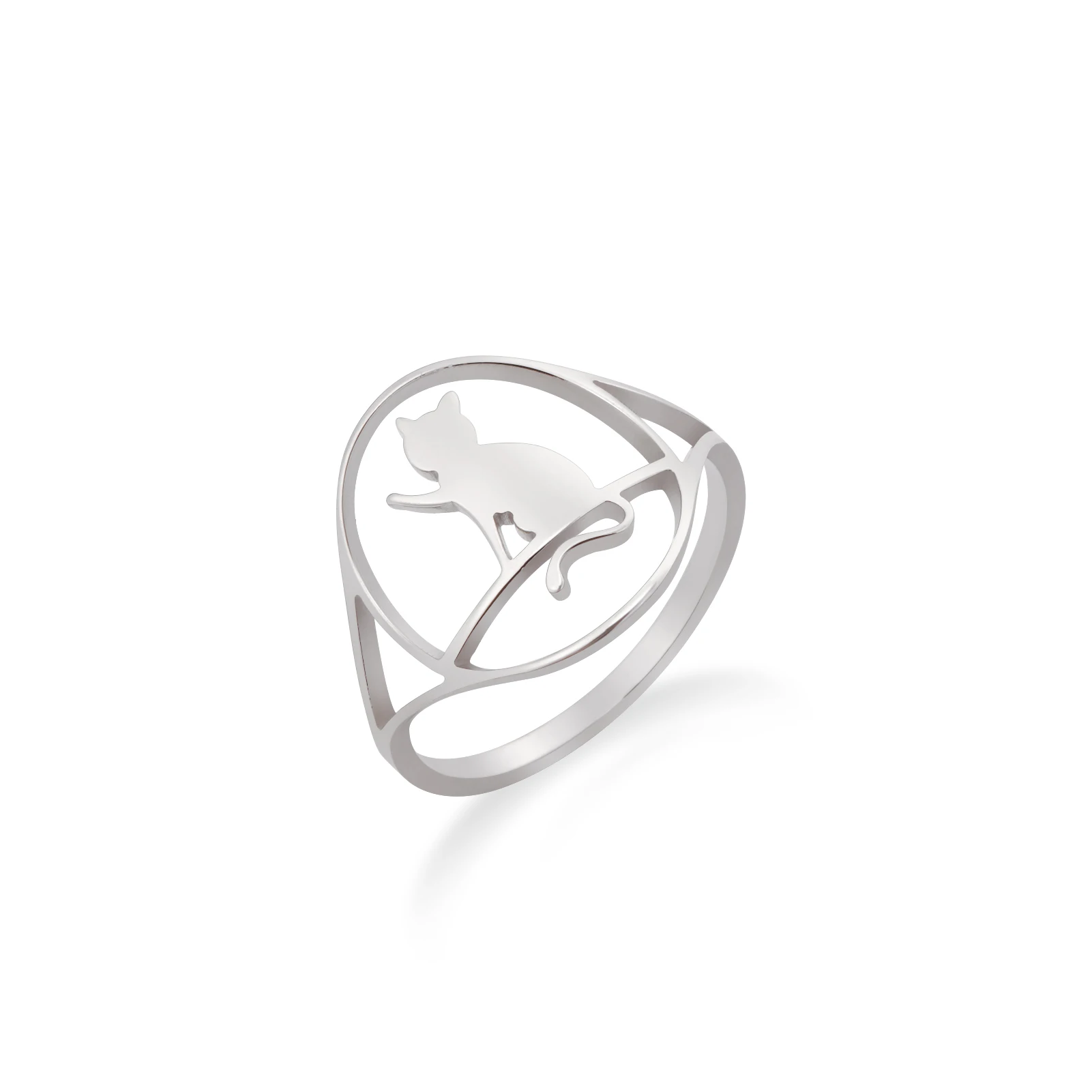 Kkjoy Mode niedlich Edelstahl Gold Farbe Hund Fingerringe Katzen ring für Frauen minimalist ischen Accessoires Schmuck Geschenk Großhandel – Detail 2