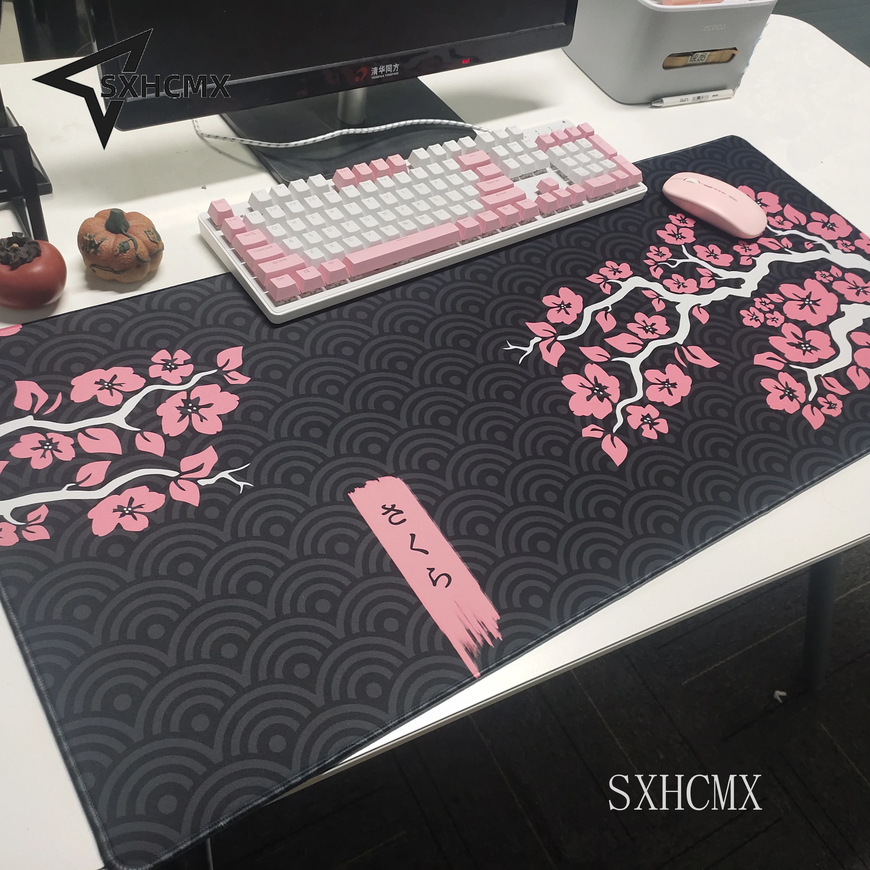 Mouse Pad de Borracha Natural Grande para Senhoras Flores de Cerejeira Rosa Velocidade Locking Edge Jogo à Prova Dágua Mesa Mousepad Tapete de Teclado para Senhoras - Imagem 6