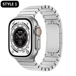 Premium Stainless Steel Link Bracelet Wristband for 49mm (Style 1 silver)