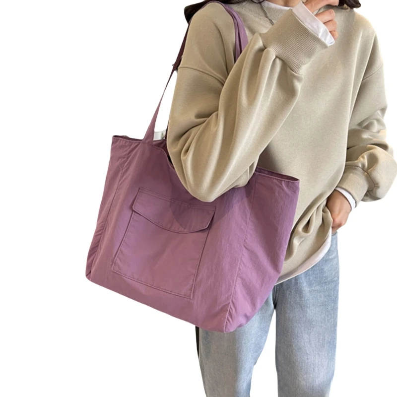 Womens Nylon Shoulder Bag Female Shopping Dating Bag Large Capacity Handbag Lightweight Casual Bag Student School Bag E74B