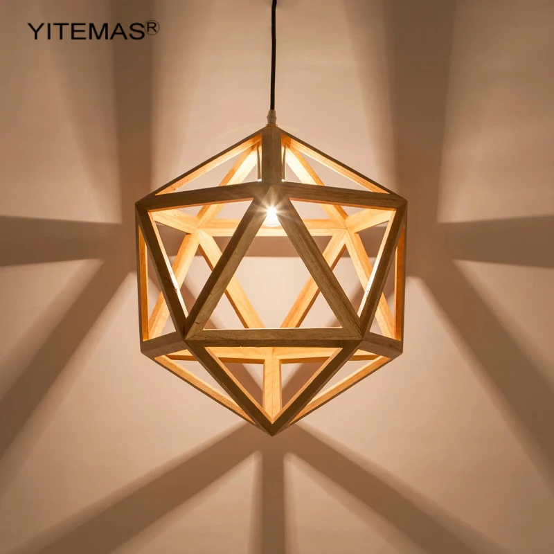 

Diamond Design Wood Pendant Chandelier Lighting Nordic Suspension Kitchen Lights Loft Hanging Lamp For Restaurant Dining Bedroom