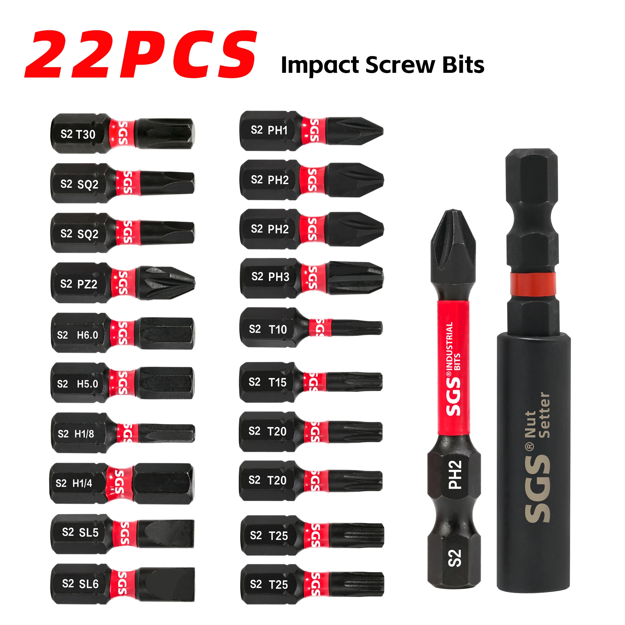 Pro Strength 22-teiliges magnetisches Schraubendreher-Set aus S2-Stahl, Ph/T/Sq/Pz/H/Sl Multi-Modell – langlebige, gummibeschichtete Bits, geeignet für Hausrenovierung, Autoreparatur und Elektrowerkzeuge, mit Mehrzweck-Verlängerungsstange – Detail 4