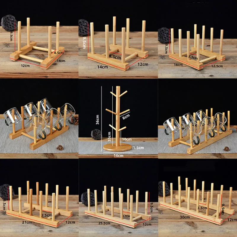 

Bamboo 3/4/5/6/7/8 Grids Cup Bowl Plate Book Storage Rack Home Kitchen Rack Creative Drain Cup Rack Simple Storage Cup Rack