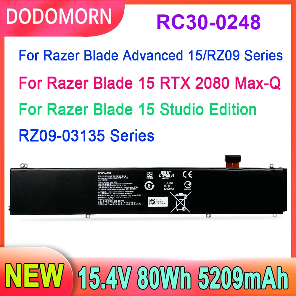 Rc30-0248 Batteria Per Laptop Per Razer Blade Stealth 15 2018 2019 2020 2021 Rtx 2060 2070 2080 Max-Q Rz09-02386 Rz09-02385W71-R3W1